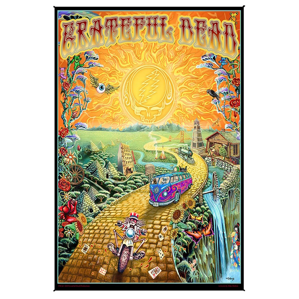 Grateful Dead Golden Road Heady Art Print Tapestry by Sunshine Joy